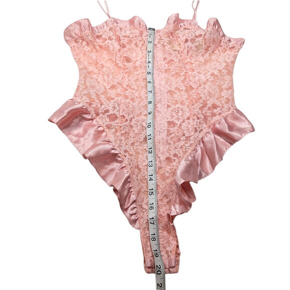 Victoria's Secret Vintage Gold Label Coral Pink Medium Teddy Lingerie Bodysuit - Picture 13 of 16